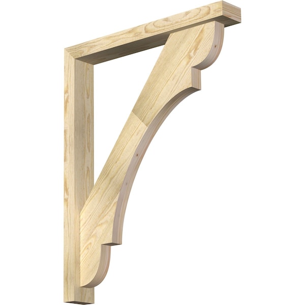 Ekena Millwork Olympic Block Rough Sawn Bracket w/ Offset Brace, Douglas Fir, 4"W x 28"D x 36"H BKT0402X28X36OLY05RDF - main